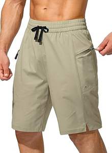 Short de plage en polyester pour homme, taille moyenne, décontracté, écologique, à séchage rapide, anti-rides, avec poches, tissu en maille brodé - Product Image 5