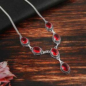 Collar de granate rojo, joyería de piedras preciosas de Plata de Ley 925, regalo elegante hecho a mano para el Día de San Valentín para sus mujeres - Product Image 2