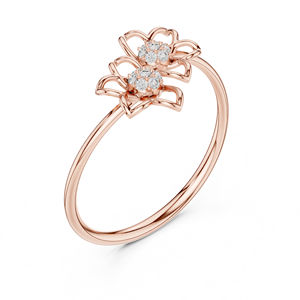 แหวนเพชรทรงกลมสีโรสโกลด์ 14K สำหรับผู้หญิง |   ของขวัญวันครบรอบ |   เพชรที่เพาะเลี้ยงใหม่ - Product Image 2