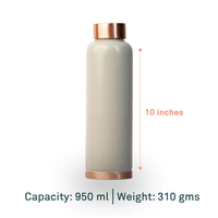 Bouteille d'eau isotherme vintage réutilisable en cuivre pur à 99,5 %, 32 oz, écologique, avec couvercle anti-fuite, artisanat imprimé, pour l'été