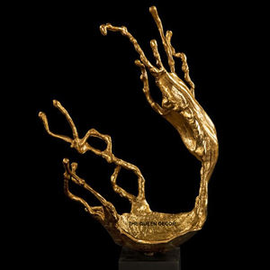 Eco-Friendly Solid Base Home Decor Accent Living Room Abstract Aluminum Sculpture Modern <b>Art</b> Statue Textured Gold Finish - Product Image 1