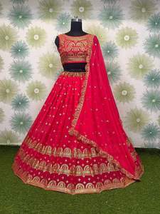Calidad de exportación India Color increíble Heavy Georgette Lehenga Choli con Dupatta con bordado y lentejuelas Trabajo Mujer Moda - Product Image 4