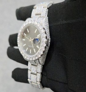 Montre à quartz en acier inoxydable de luxe à dessin animé RX, vente chaude, avec cadran en verre, pour hommes et femmes, hip-hop, moissanite couleur D VVS - Product Image 4