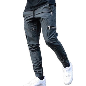 Pantalon cargo pour homme, coupe slim, couleur noire, 100% coton, respirant, pantalon cargo streetwear avec poches pour un usage décontracté - Product Image 4