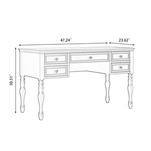 Green Solid Wood Rectangular Executive <b>Computer</b> <b>Desk</b> with 5 Drawers for <b>Office</b> <b>Home</b> Study - Product Image 3
