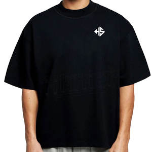 100% algodón de gran tamaño Crop Boxy camiseta de los hombres Drop Shoulder Streetwear lujo de alta calidad logotipo personalizado camiseta lisa - Product Image 5