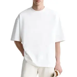 새로운 2024 뜨거운 판매 티셔츠 오버사이즈 크루넥 100% 코튼 블랭크 드롭 숄더 남성용 화이트 티셔츠