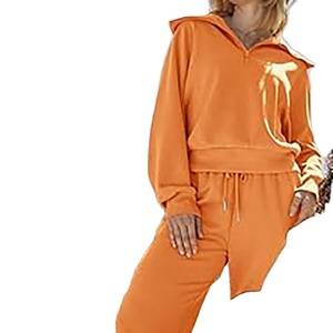 Nuevo estilo, logotipo personalizado, Sudadera con capucha de lana de manga larga de invierno de longitud regular sólida informal para mujer, pantalones apilados para correr - Product Image 5