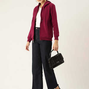 Sweat à capuche zippé pour femme de qualité supérieure, sur mesure, lourd, d'hiver, coloré, avec logo sur le devant, en 100% coton - Product Image 6