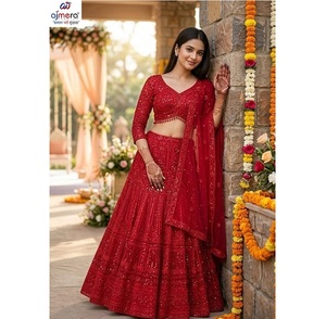Ajmera Embroidered <b>Net</b> a Line Gown High Neck Full Sleeve Modern Natural Waistline Formal Wedding Dress for Women - Product Image 1