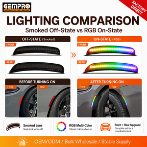 Pour Dodge Charger 2015-2021 Feux de position latéraux LED RGB avant et arrière avec clignotants séquentiels et lentille fumée Entrepôt US - Product Image 3