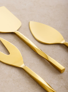 Juego de cuchillos dorados para queso con mango trenzado hecho a mano de metal con logotipo personalizado a un precio asequible - Product Image 4