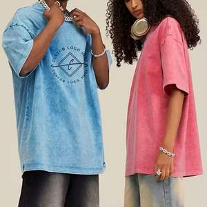 Custom Oversized Acid Wash T-<b>Shirt</b> Unisex 100% Cotton Streetwear with Screen <b>Printed</b> Drop Shoulder Formal Style - Product Image 1