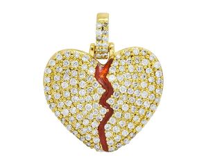 Colgante de diamante redondo de moissanita con diseño de corazón roto en plata 925, joyería totalmente helada para regalo de fiesta de raperos - Product Image 3