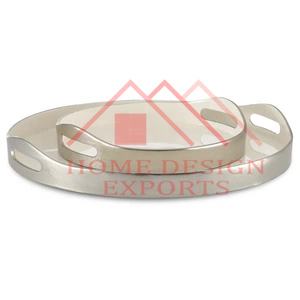 Bandeja redonda de aluminio fundido para el hogar, hoteles y restaurantes 2024, la mejor bandeja redonda de color esmaltado en crema para servir Barware, el mejor vendedor - Product Image 2