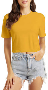 Women Crop Top <b>Shirts</b> <b>Ladies</b> Street Wear Women Short Sleeve Crop Top <b>t</b> <b>Shirts</b> Custom 100% Cotton Women <b>T</b>-<b>shirts</b> - Product Image 4