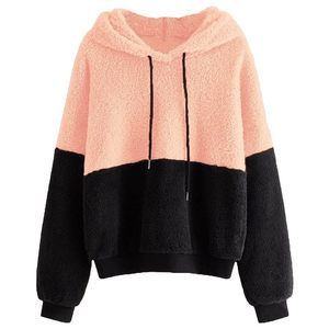 เสื้อกันหนาวมีฮู้ดสำหรับผู้หญิงไซส์ใหญ่พิเศษมีฮู้ดสีชมพูและสีดำขนแกะเชอร์ปาฮู้ดหนาพิมพ์ลายออกแบบได้ตามต้องการสำหรับฤดูหนาว - Product Image 5