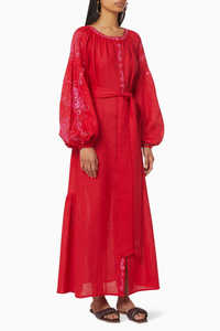 Latest Stylish Loose Fit Boho Style <b>Dress</b> Hand Embroidery <b>Long</b> <b>Sleeves</b> Women Ukraine <b>Dresses</b> - Product Image 3