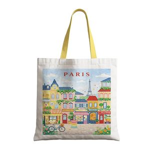 Bolsa de tela de algodón con logo de la ciudad de París, Francia, impreso en la bolsa, la mejor opción para regalo, para empacar, uso diario, estilo de vida en el hogar - Product Image 5