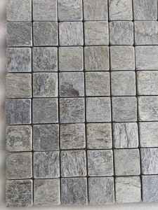 Mosaïque murale en quartzite argentée et brillante Carreaux d'ardoise naturelle de style classique moderne pour la salle de bain et le salon de l'hôtel Conception de la face fendue - Product Image 4