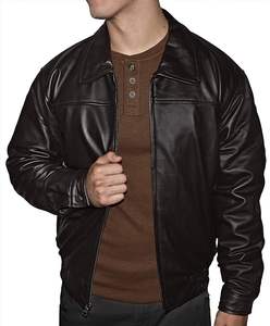 ATLANTIC Premium Men's Genuine Leather Bomber Jacket Zip Out Turn-Down Collar con ODM para el invierno - Product Image 5
