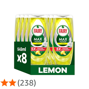 Líquido lavavajillas Fairy MaxPower Limón 8 x 545 ML, Limpieza fácil y sin esfuerzo, incluso en tus ollas y sartenes más grasosas - Product Image 1