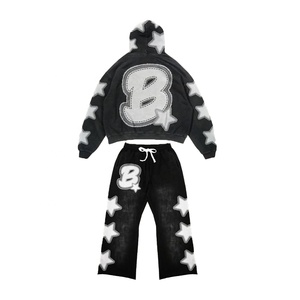 Sweat à capuche unisexe personnalisé en coton 500 g/m² épais, grande taille, imprimé vintage, délavé à l'acide, avec patch brodé, pour l'hiver - Product Image 2