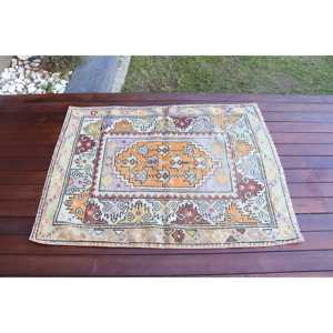 Tapis turc vintage 3,1x4,1 pi (94x125 cm), tapis persan orange - Product Image 3