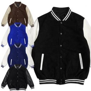 Veste de baseball en chenille personnalisée, broderie de haute qualité, veste universitaire vintage en laine vierge avec manches en cuir pour hommes - Product Image 1