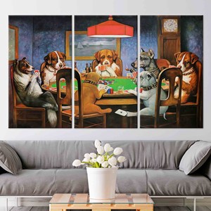 Art sur toile imprimé moderne : « A Bold Bluff » de Cassius Coolidge, Chiens, 3P : encadré - Product Image 1