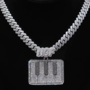 Collier Hip Hop en argent 925 avec pendentif piano en moissanite glacé, personnalisé, avec fermoir MOF, pour rappeur, style Miami Cuban, pour hommes - Product Image 1