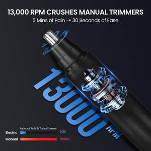 Tondeuse à poils de nez et d'oreilles rechargeable avec écran LED, portable, format voyage, indolore, étanche, pour usage domestique, alimentation USB - Product Image 5