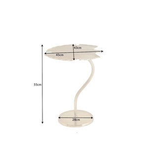 Contemporary Lotus Leaf Coffee <b>Table</b> with Brass Base and Wood Top for Living Room Decorative Furniture - Product Image 6