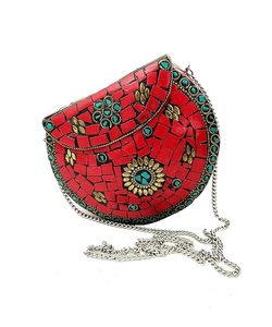 Elegante Bolso de Mano Tipo Clutch con Diseño Floral, Bolso de Mano Tradicional con Mosaico para Vestido de Novia - Product Image 4
