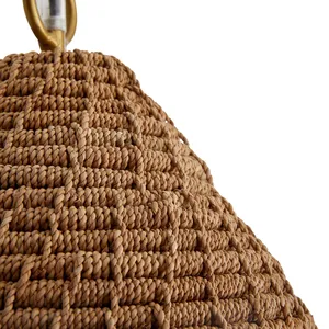 Colgante de yute y cuero de diseño moderno con cadena de oro colgante decorativo para decorar el hogar hoteles restaurantes - Product Image 5
