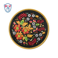 Dessous de verre chaud de Patch de conception d'oiseau de fleur d'impression de sublimation de broderie chaude de 10cm avec le support antidérapant de tissu