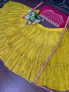 DERNIER DESIGNER VÊTEMENTS DE MARIAGE GEORGETTE TRAVAIL LOURD LEHENGAS AVEC DUPATTA - Product Image 4