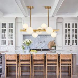 Candelabro colgante de oro moderno, colgante de globo de vidrio esmerilado de 7 luces, accesorios de iluminación de Metal Molecular personalizados para el hogar - Product Image 5