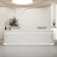 Bureau de réception moderne en MDF, coins arrondis, écologique, résistant aux taches, bureau de service commercial haut de gamme pour hôpital, supermarché