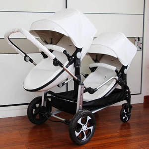 Los mejores cochecitos gemelares 2 en 1 con doble carcasa y doble asiento, cochecitos de cuero. - Product Image 3
