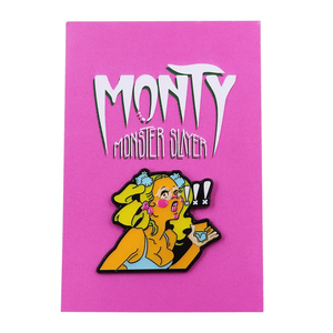 Kundenspezifische Anime-Münzen im Großhandel: Niedliche Cartoon-Anstecker im Y2K Pop-Art-Stil für Mädchen – Pink Glitter Metallbroschen als Kartenpackung - Product Image 1