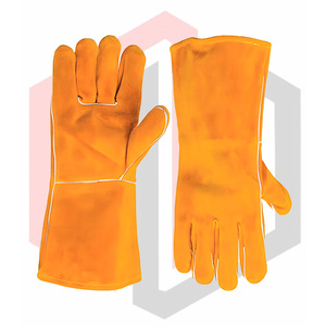 Gants de soudage en cuir résistants aux déchirures, épaisseur 7 oz, longueur 16 pouces, poignet droit, personnalisables pour les travaux à haute température - Product Image 4