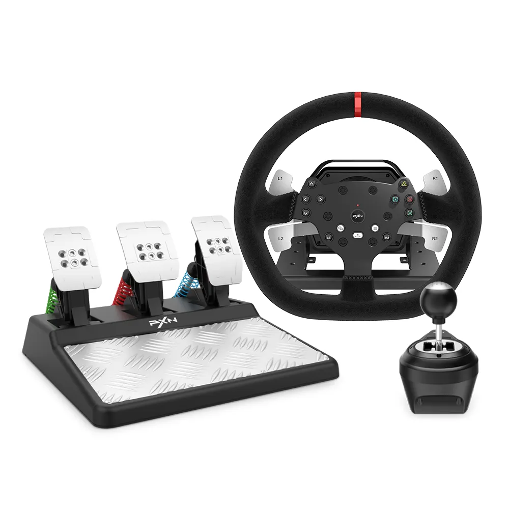 PXN V10 wired usb gaming racing wheel, driving steering wheel simulator game with clutch for xbox one console, ps4, pc