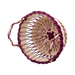 Cesta Decorativa de Mimbre Tejida a Mano con Asa Alta - Base Redonda para Flores de Boda y Regalos - Product Image 3