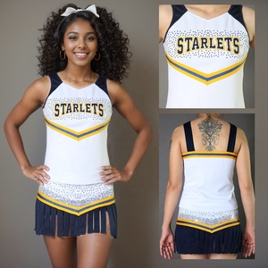 Uniformes de cheerleading personnalisés en polyester, nouveau design, vente en gros, ensembles sans manches pour filles, adultes et enfants, vêtements de sport confortables - Product Image 4