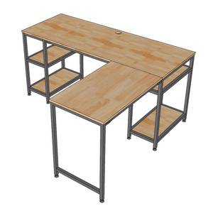 Escritorio Esquinero en Forma de L de 160x140cm, Madera de Caucho con Estructura de Hierro y Estantería Integrada, Requiere Ensamblaje - CD68026 - Product Image 6