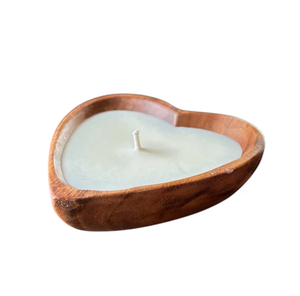 Tazón de masa de madera Portavelas Forma de corazón Rústico 100% Natural Acacia Madera Masa Tazón Vela Precios más bajos - Product Image 1
