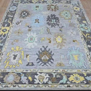 NOEUD RUG Tapis fait main persan argent/gris noeud turc Oushak tapis couleur tapis complet tapis 8x10 pieds tapis brodé - Product Image 1