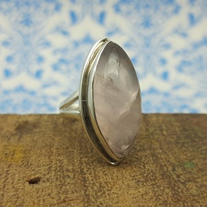 Quartz Rose Naturel Pierre Précieuse Marquise Forme Pierre Argent 925 Bijoux En Argent Fin Solide Bague En Argent Sterling 925 - Product Image 4