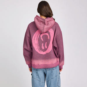 เสื้อฮู้ดผู้หญิงผ้าฟลีซผ้าคอตตอนผ้าฟลีซผ้าคอตตอนโอเวอร์ไซส์วอชสไตล์วินเทจปักลาย - Product Image 3